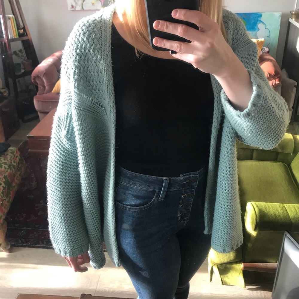 Loose sweater in robins egg -meets sea-foam color